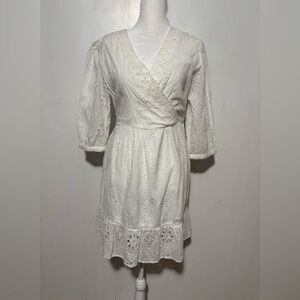 Debbie Katz. Bree Eyelet Bohemian Embroidery White Dress Size M.